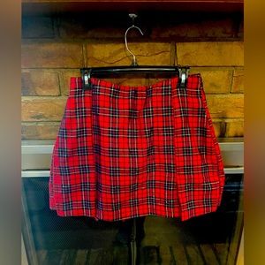 Red plaid skirt